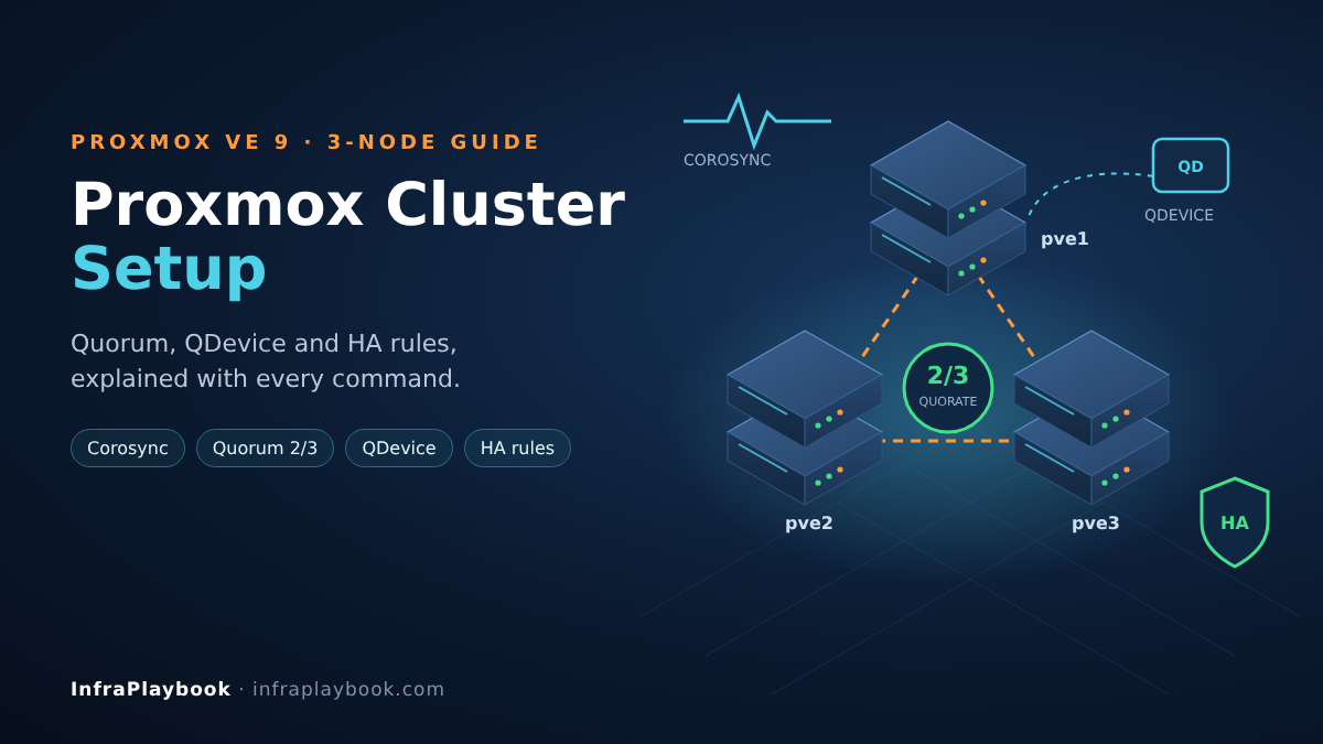 Proxmox cluster setup – three-node quorum with QDevice and HA